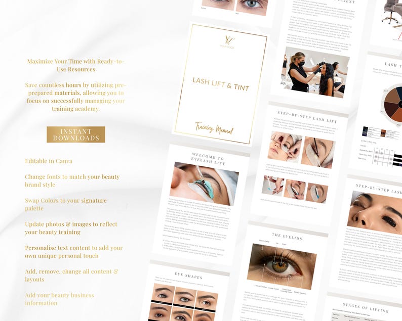 Lash Lift & Tint Training Manual | Editable Canva Study Guide Course ...