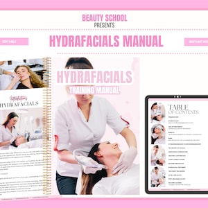 Hydrafacials Training Manual, Facials PDF Ebook, Esthetician, Cosmetology, Student, Tutor, Learn, Teach, Edit in Canva
