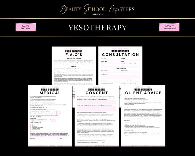 Yesotherapy Training Course, Editable Canva Manual (PDF eBook)