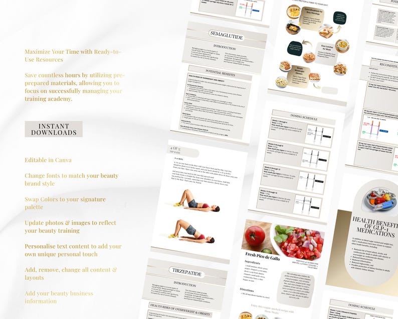Editable GLP-1 Client Packet, Weight Loss Dosage Guide (canva Template ...