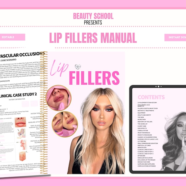 Lip Fillers Manual, Lip Injections Training Manual, Lip Augmentation, Training Course, Hyaluronic Acid Injection Techniques, Edit in Canva