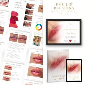 Lip Blush PMU Training Manual and Certificate | Editable in Canva