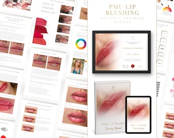 Lip Blush PMU Training Manual and Certificate | Editable in Canva
