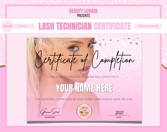 Lash Extensions Certificates, Lash Technician Training, Classic Lashes Diploma, Volume Lash Training, Hybrid Lash Training, x3 Edit in Canva