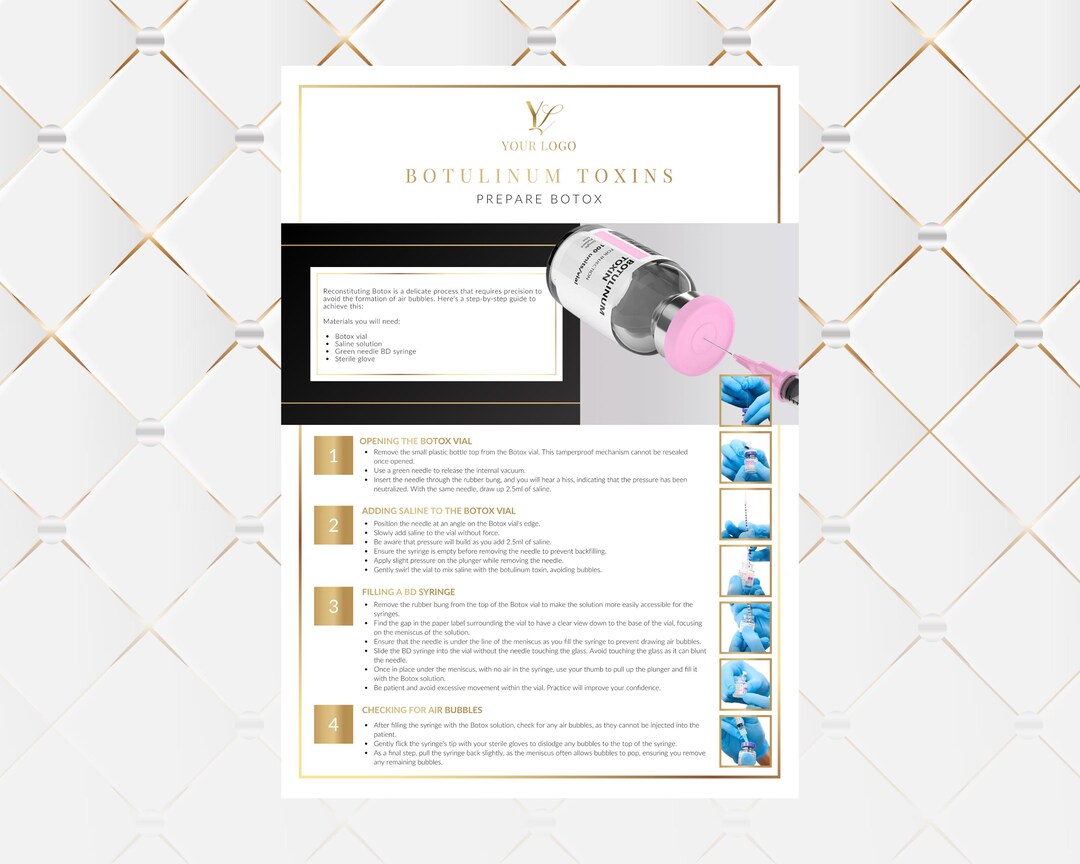 Botox Preparation Step-by-step Guide, Editable Cheat Sheet (digital ...