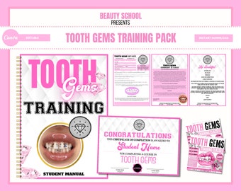 Kit de formation pour tuteur Tooth Gems, manuel de formation, certificat, formulaires de consentement, modèles Canva modifiables, guides de l'étudiant pour tuteur, accès instantané