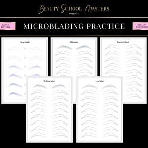 Microblading Brow Pattern Practice Forms, PMU Training (Printable PDFs)