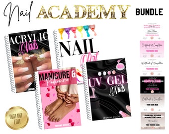 Nail Tech Training Manuals, Acrylic Nail Extensions, Gel Nails,  Nail Art, Manicure, Pedicure, Student Class Training Guides, Edit in Canva