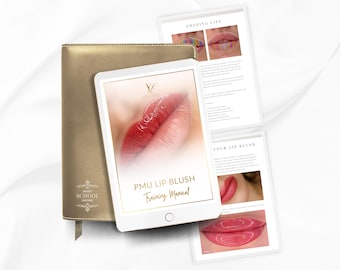 Manual de capacitación de rubor labial PMU / Guía del curso editable en Canva (PDF)