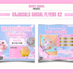 Vajacials Flyer Templates, Social Flyers, Vajacials, Waxing, Appointments, Instant Download, Add your logo, Editable in Canva