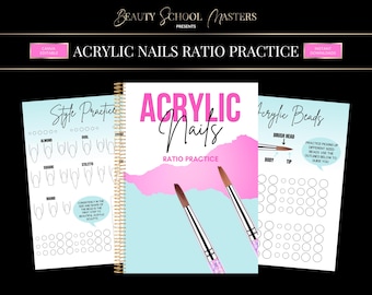 Acrylic Nails Practice Sheets, Bead Ratio Workbook (Canva Edit)