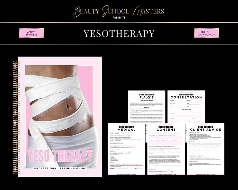 Yesotherapy Training Course, Editable Canva Manual (PDF eBook)