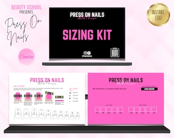 Press On Nail Sizing Kit, Chart Card Template (Easy Edit in Canva)
