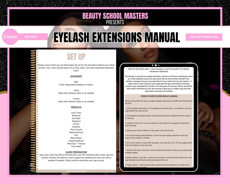 Lash Extension Training Manual, Canva Editable Ebook Template (instant ...