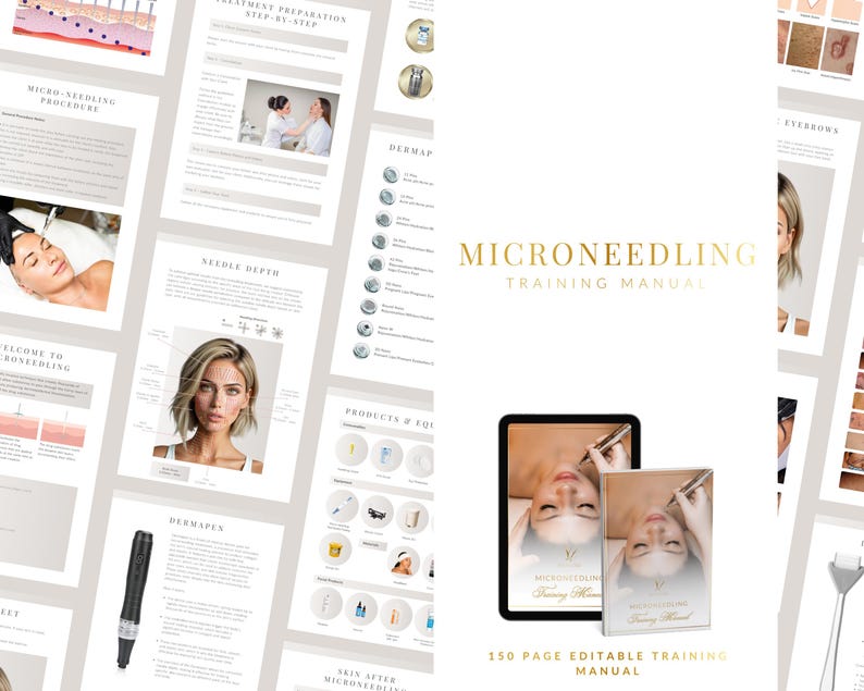 Microneedling Training Manual: Editable  Beauty Course Canva Template (Instant Download)