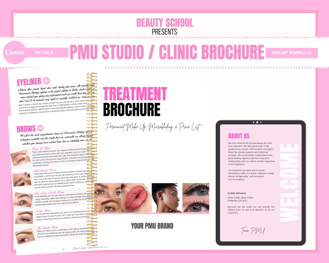Permanent Makeup Treatments Brochure for Clients PMU Etsy