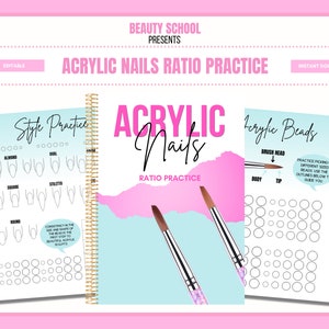 Acrylic Nails Application Practice Sheets, Acrylic Bead Ratio Workbook,  Nail Practice Template, Nail Forms, Nail Services, Edit in Canva