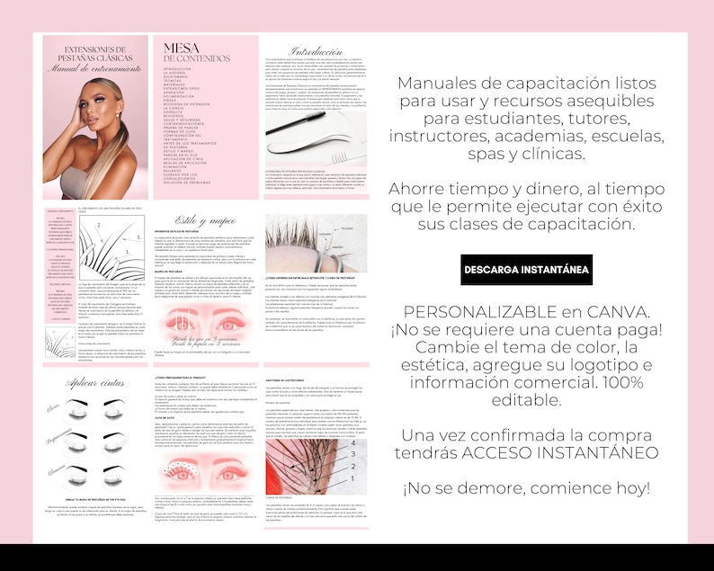 Spanish Lash Manual, Eyelash Extensions, Training Manual, Classic Lash