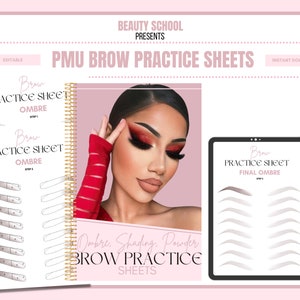 Eyebrows Shading Practice Workbook, Ombre, Powder, Brows Training Practice, Powder Brows Practice, PMU Brows Techniques, Edit in Canva