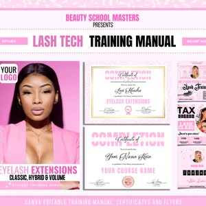 Lash Manual Custom, Canva Editable Training Manual, Classic, Volume, Hybrid, Eyelash Extensions Student, Tutor, Learn Teach, Your Lash Class