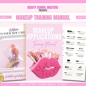 Makeup Training Manual, Training Guide, MUA Training, Cosmetology, Makeup, Face Chart, Esthetics, Makeup Artist, Editable Canva Template
