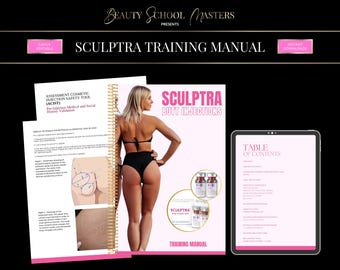 Sculptra BBL Training Manual, Online Course, Editable Canva (PDF eBook)