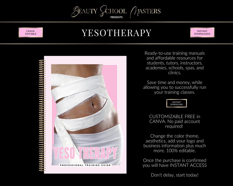 Yesotherapy Training Course, Editable Canva Manual (PDF eBook)