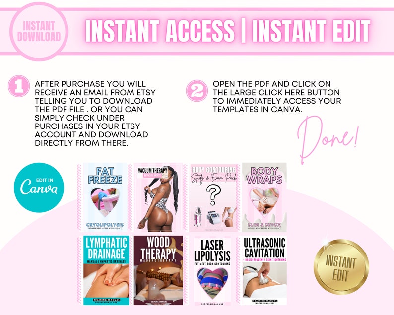 Body Contouring Instructor Training Manuals, Body Contouring Classes, Editable Training Guides, Online Body Contouring, Edit in Canva