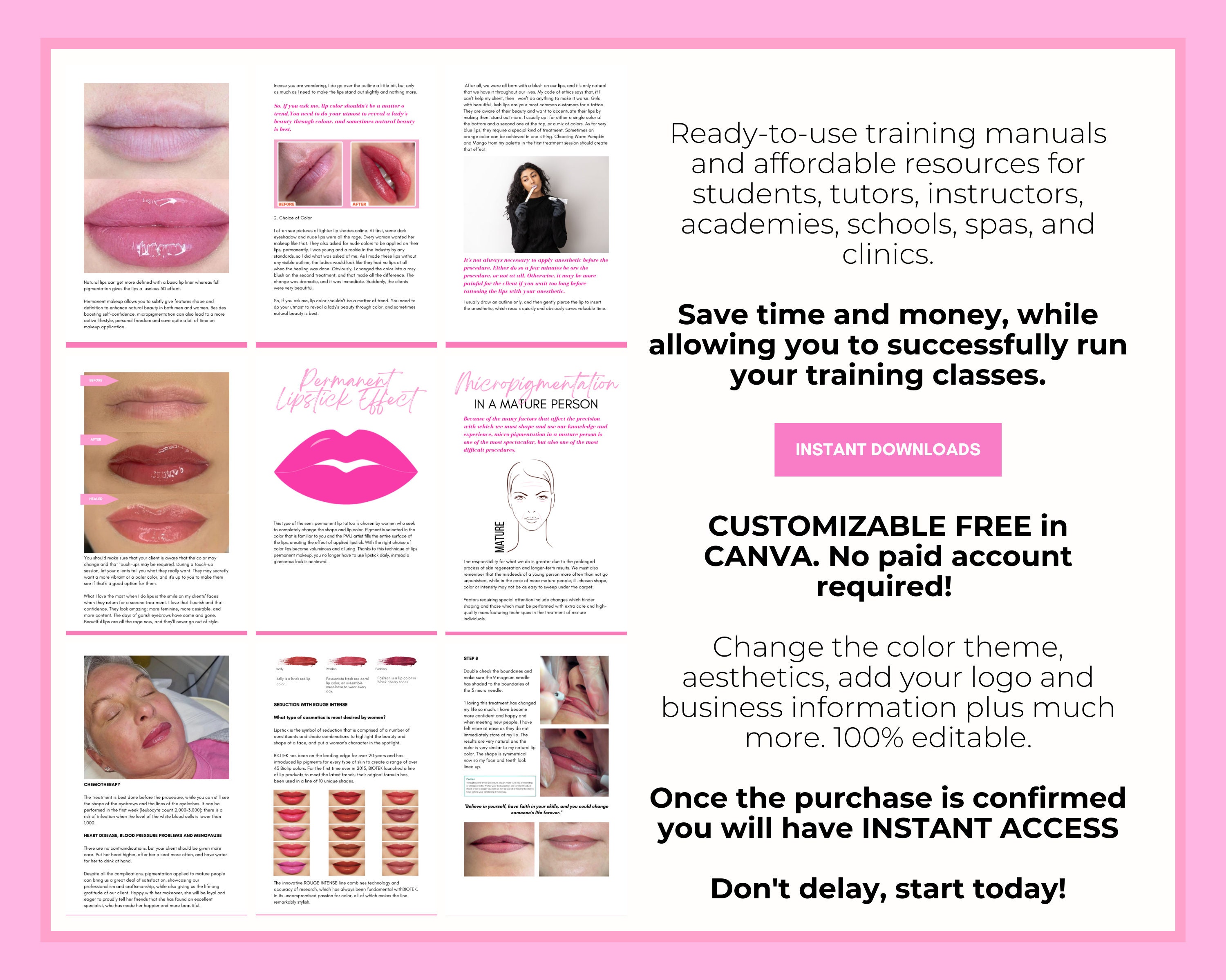Lip Blush Manual, Consent Forms, Pink, Permanent Makeup, Waiver, Lip ...