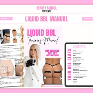 Buttock Augmentation Digital Editable Training Manual Guide, Training Resource, Buttock Filler Manual for Training Schools, Edit in Canva