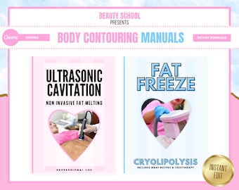 Body Contouring Manuals, Editable Training Manuals, Ultrasonic Cavitation, Fat Freeze, BODY Contouring Training Courses, Edit in Canva