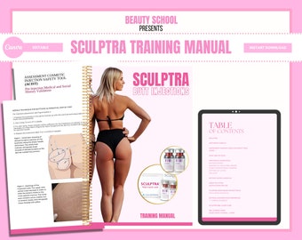 Trainingshandleiding voor Butt Filler, Sculptra BBL, Niet-chirurgische billift, Online Sculptra-training, PDF eBook, Canva bewerken