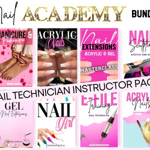 Nail Technician Training Manuals, Acrylic Nail Extensions, Gel Nails, Nail Art, Manicure, Pedicure, Student Training Guides, Edit in Canva