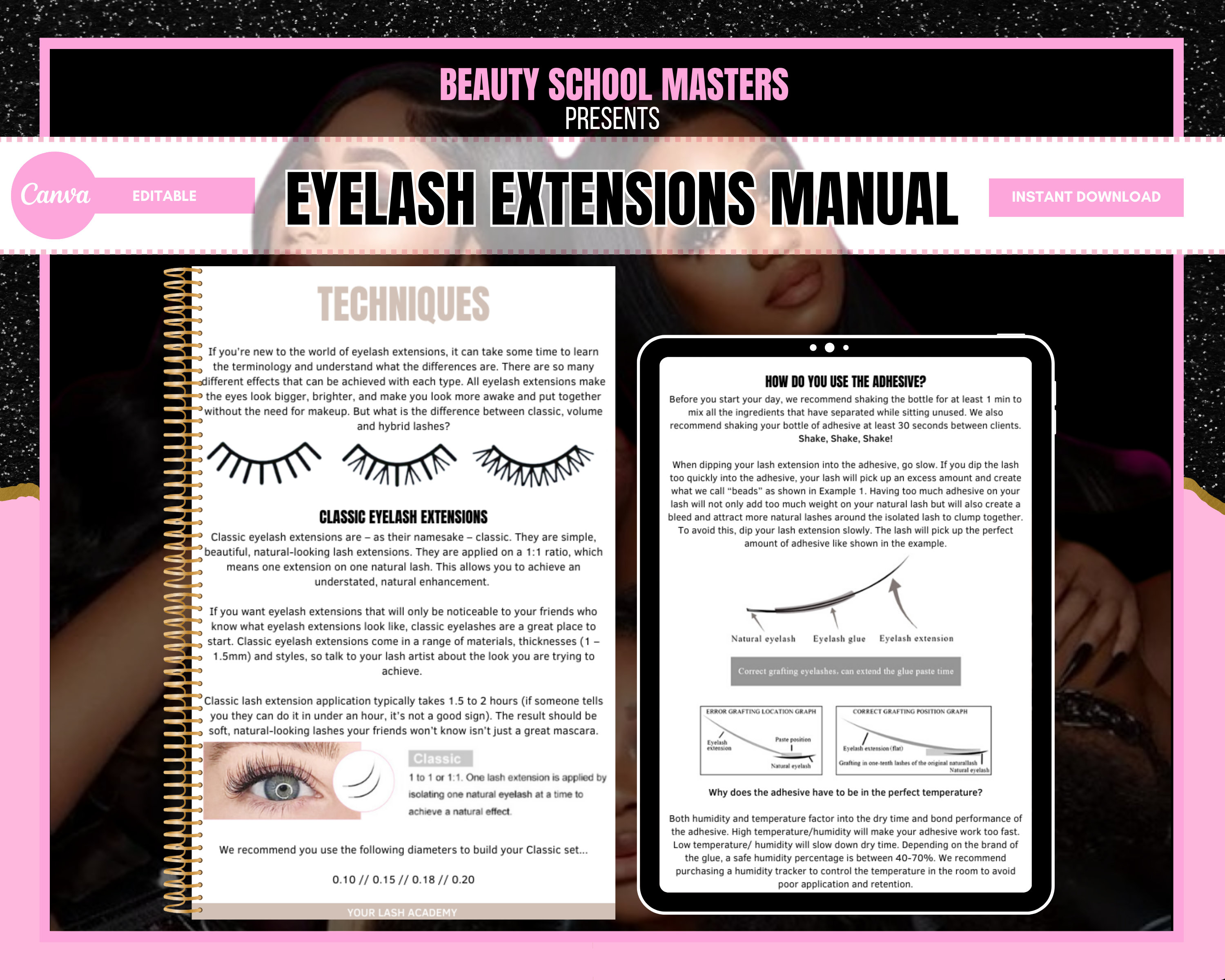Lash Extension Training Manual, Canva Editable Ebook Template (instant ...