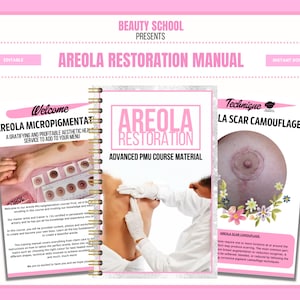 Areola Nipple Tattoo Training Manual, Areola Tattoo eBook, Areola Restoration Guide, Paramedical PMU, Camouflage, Edit in Canva