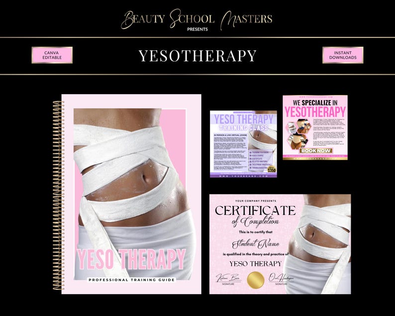 Yesotherapy Training Course, Editable Canva Manual (PDF eBook)