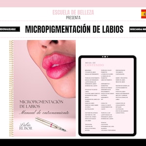 Spanish Lip Blush Training Manual, Lip Tattoo Training, Permanent Makeup Course, Micropigmentation, Student, Tutor, Edit in Canva, Spanish