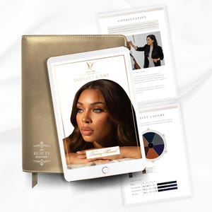 Wimpernheben und färben Trainings-Anleitung | Bearbeitbarer Canva Kosmetikkurs (Digitaler Download)