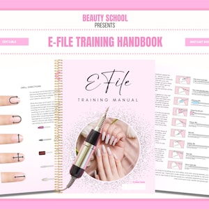 E File Nails Training Guide, Manicure, E-File Nails, Training Manual, Nail Tech, Academy, Esthetician, Nail Technician, Edit in Canva