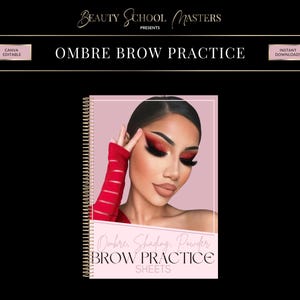 Übungsarbeitsbuch für die Augenbrauenschattierung, Ombre Powder Brows (Bearbeiten in Canva)