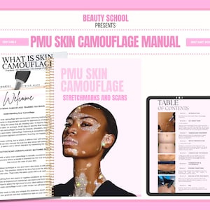 Skin Camouflage PMU Training Manual, Scar Camouflage, Stretchmark Camouflage Class, Camouflage Tattooing, Student, Tutor, Edit in Canva