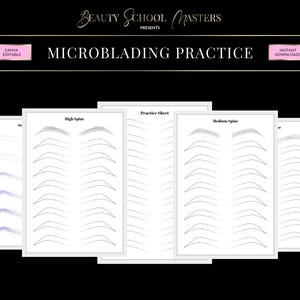 Microblading Brow Pattern Practice Forms, PMU Training (Printable PDFs)