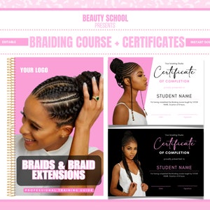 Braiding Manual & Braid Extensions Training Manual, Hair Braiding Guide, Custom Manual, PDF Ebook, Student, Tutor, Learn, Teach, Edit Canva