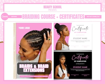 Hair Braiding Training Manual, Braid Extensions Guide (Canva PDF)