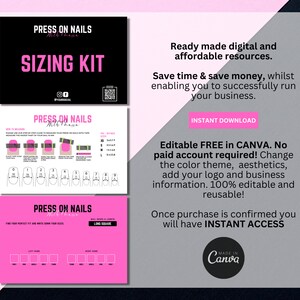Press On Nail Sizing Kit, Press On Nails Chart Card, Press On Nails Templates Design, Nail Size Kit, How To Measure, Easy Edit in Canva