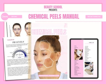 Chemical Peels Training Manual, Advanced Facials Guide, Editable Training eBook, Cosmetology Students, Tutors, Edit in Canva