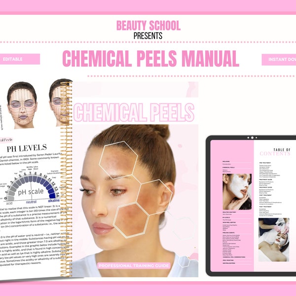 Chemical Peels Training Manual, Advanced Facials Guide, Editable Training eBook, Cosmetology Students, Tutors, Edit in Canva