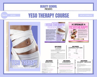 Yesotherapy Training Manual, Consent Forms, Flyers, Yeso Therapy Course, Body Wraps, Body Contouring, PDF eBook, Edit in Canva