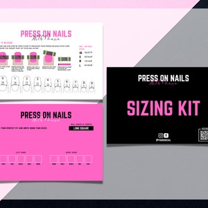 Press On Nail Sizing Kit, Press On Nails Chart Card, Press On Nails Templates Design, Nail Size Kit, How To Measure, Easy Edit in Canva