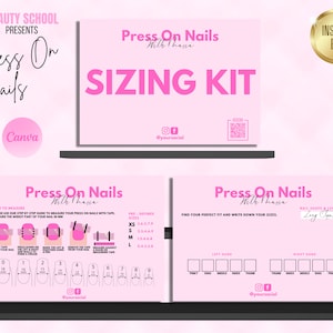 Press On Nail Sizing Kit, Press On Nails Chart Card, Press On Nails Templates Design, Nail Size Kit, How To Measure, Easy Edit in Canva